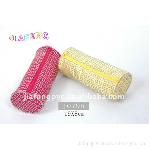 Full Color Printing Cylinder Fabric Cosmetic Bag with Side Zipper